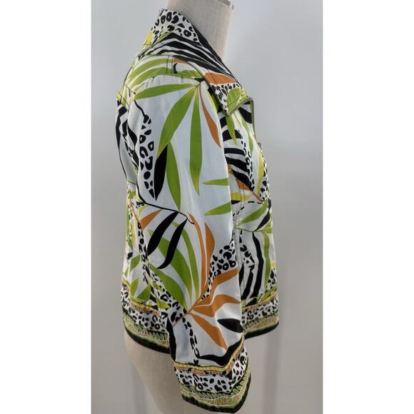 Euc Women’s Medium City Girl Nancy Bolen Tropical Print Jacket Reversible - Picture 3 of 8